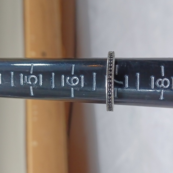 Sterling Silver 925 Black Onyx  Deep Ruby  Rhinestones Sz 7 - Picture 8 of 8